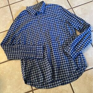 Men’s Navy and Gray Check LS Button Front Shirt Size Small XXL Calvin Klein